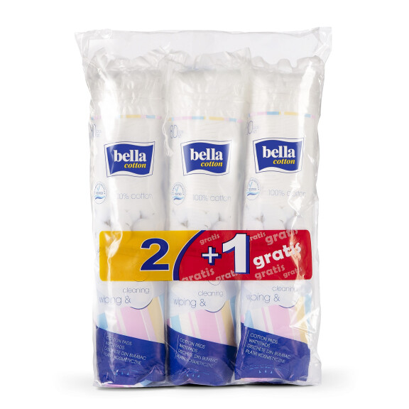 Bella Cotton Okrúhle odličovacie tampóny na tvár 80 x 2 + 80 ks