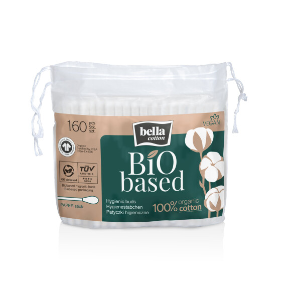 Bella Cotton BiO based vatové tyčinky z bio bavlny 160 ks Taška
