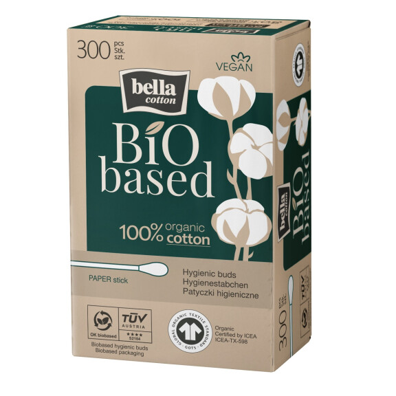 Bella Cotton BiO based vatové tyčinky z bio bavlny 300 ks kartónová krabica