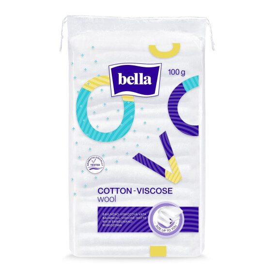Bavlneno-viskózová vata Bella na hygienu a kozmetiku 100 g