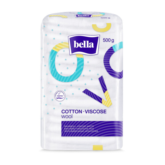 Bavlneno-viskózová vata Bella na hygienu a kozmetiku 500 g
