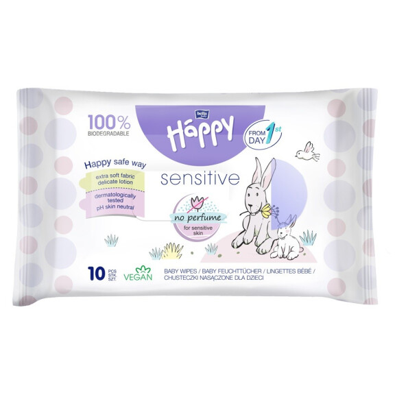 Bella Baby Happy Sensitive vlhčené obrúsky pre deti 56 ks s aloe vera 10 ks