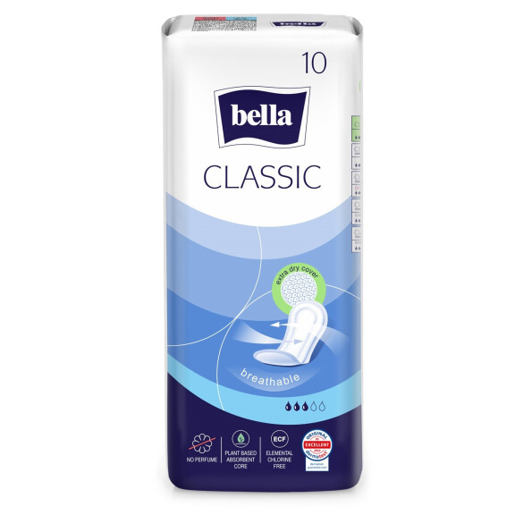 Bella Classic Klasické hygienické vložky 10 kusov pre strednú menštruáciu