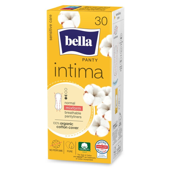 Slipové vložky Bella Panty Intima Normal mixform z bio bavlny 30 ks
