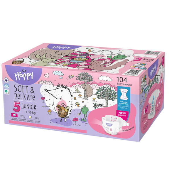 Bella Baby Happy plienky Soft&Delicate Junior 104 kusov pre deti 11-18 kg