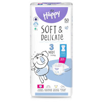 Bella Baby Happy Soft&Delicate plienky Midi 3 pre deti 5-9 kg 50 ks