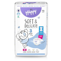 Bella Baby Happy Soft&Delicate plienky Midi 3 pre deti 5-9 kg 70 ks