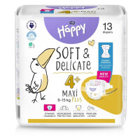 Plienky Bella Baby Happy Soft&Delicate 4+ pre deti 9-15 kg s indikátorom vlhkosti 13 ks