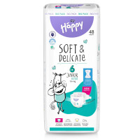 Bella Baby Happy Plienky Soft&Delicate 6 Junior Extra pre deti 15+ kg s indikátorom vlhkosti 48 ks