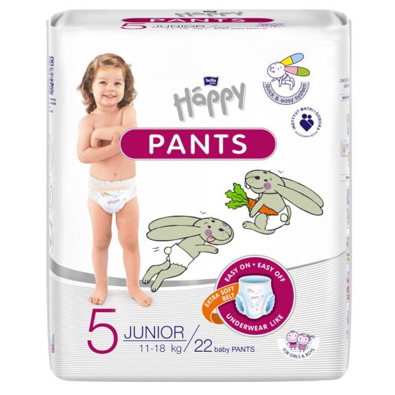 Plienkové nohavičky Bella Baby Happy Pants Junior pre deti 11-18 kg 22 ks Fólia