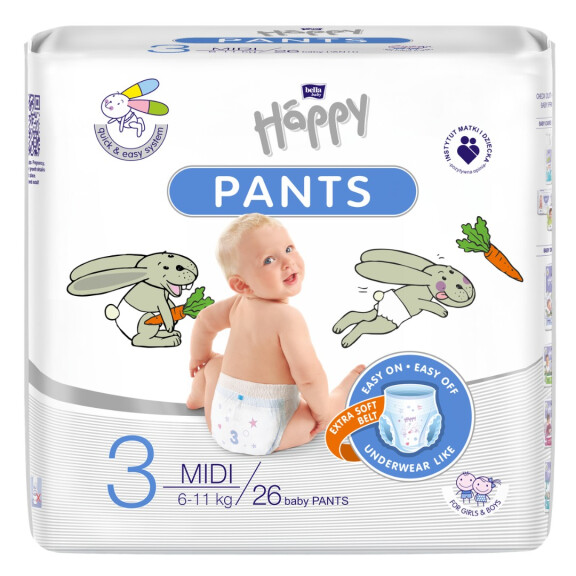 Plienkové nohavičky Bella Baby Happy Happy Pants Midi pre deti 26 ks Fólia