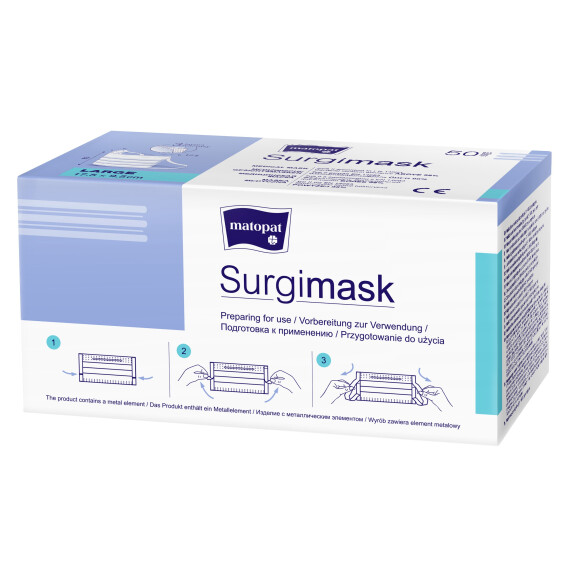 Matopat Surgimask typ II – Chirurgická ústna maska pre operačné zákroky 50 ks 17,5 x 9,5 cm