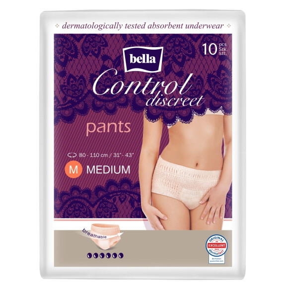 Inkontinenčné nohavičky Bella Control Discreet Pants pre ženy M 10 ks