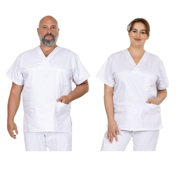 Zdravotnícka blúza Matopat MEDIFIT unisex biela s krátkym rukávom S/170-176 Biela