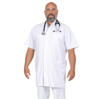 Pánsky lekársky plášť Matopat MEDIFIT biely s krátkym rukávom M-L/170 Biela