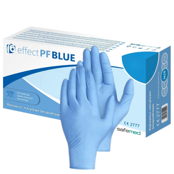 Safemed jednorazové nitrilové rukavice Effect PF Blue 100 ks. M Modrá