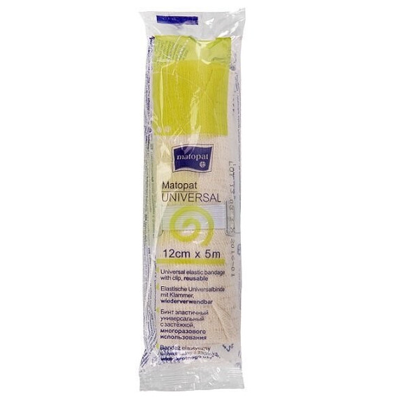 Elastický obväz Matopat UNIVERSAL so svorkou na rany a zranenia 12 cm x 5 m 1 ks Taška