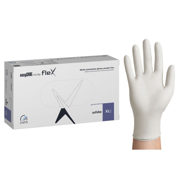 easyCARE Nitrile Flex White nitrilové rukavice biele 100 ks XL 100 ks Biela