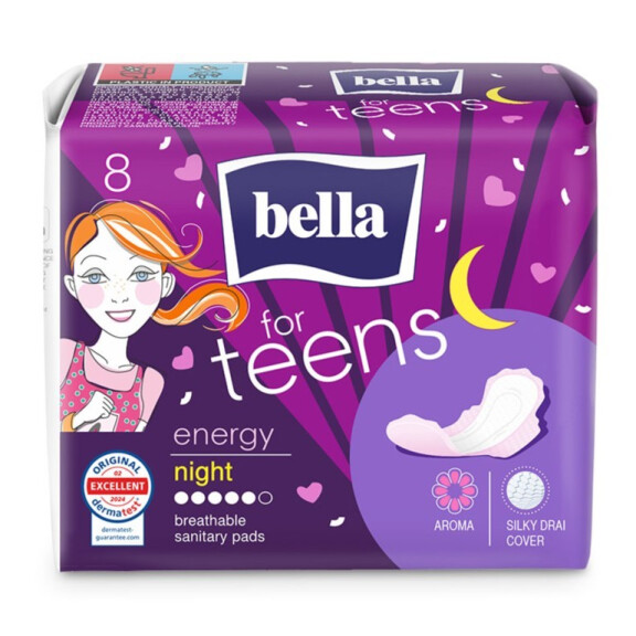 Bella For Teens Night Energy nočné vložky pre teenagerky 8 ks