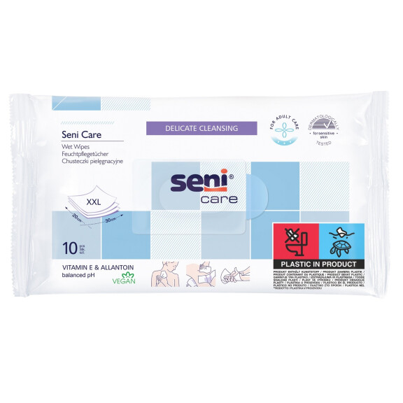 Seni Care Vlhčené obrúsky na čistenie pokožky pre dospelých 10 ks