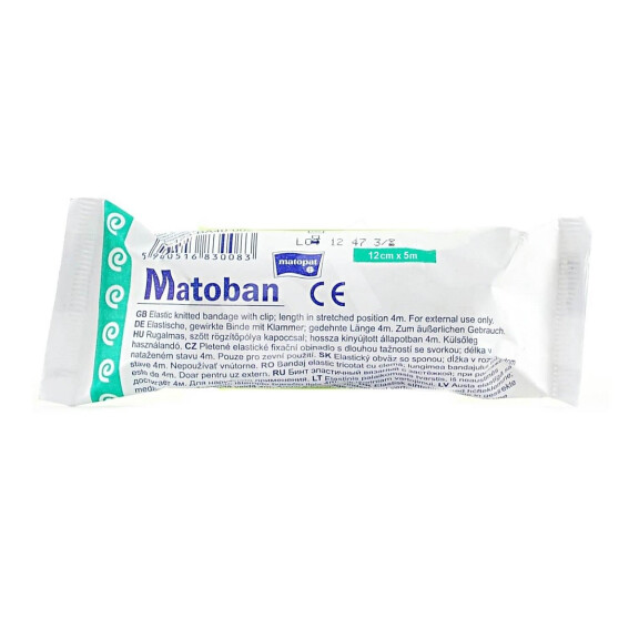 Elastický obväz Matopat Matoban s uzáverom na rany 12 cm x 5 m 1 ks