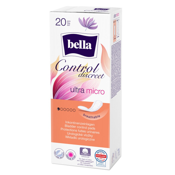 Bella Control Discreet Ultra Micro inkontinenčné vložky pre ženy 20 ks 7 x 17 cm 20 ks