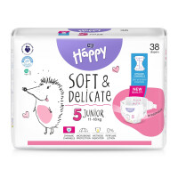 Plienky Bella Baby Happy Soft&Delicate Junior 5 pre deti 11-18 kg 38 ks