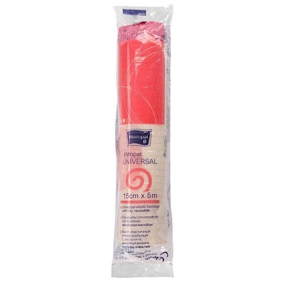 Elastický obväz Matopat UNIVERSAL so svorkou na rany a zranenia 15 cm x 5 m 1 ks Taška