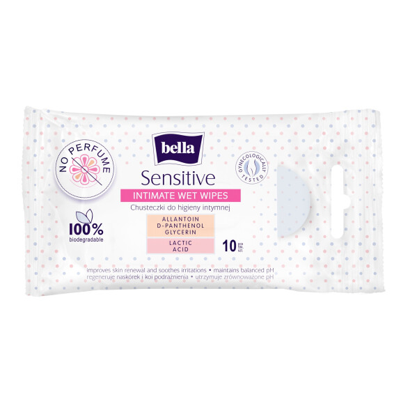 Intímne obrúsky Bella Sensitive na intímnu hygienu pre ženy 10 ks