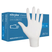 Pakiet 10x Nitrilové rukavice Mercator Nitrylex Classic na vyšetrenie nepudrované M, 100 ks, Biela