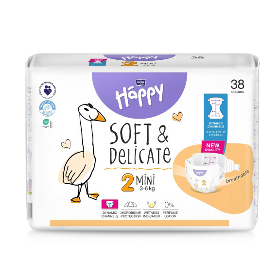 Pakiet 8x Bella Baby Happy Soft&Delicate plienky 2 Mini pre deti 3-6 kg 38 ks