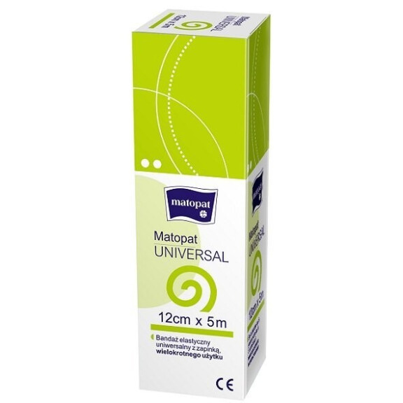 Elastický obväz Matopat UNIVERSAL so svorkou na rany a zranenia 12 cm x 5 m 1 ks Kartónová krabica