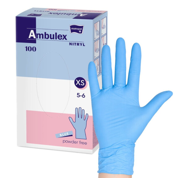 Ambulex Nitryl Jednorazové nitrilové rukavice modré 100 ks  XS