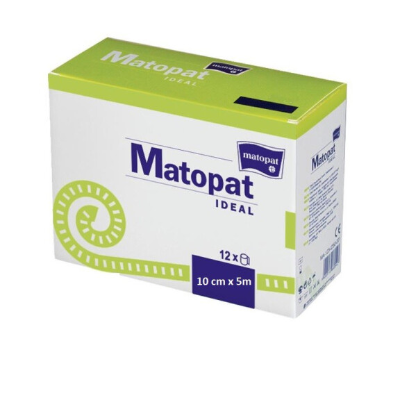 Pakiet 8x Elastický obväz Matopat Ideal s klipom na rany a fixáciu 12 ks, 10 cm x 5 m