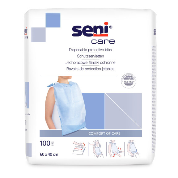 Seni Care Ochranné podbradníky pre dospelých s vreckom 100 ks