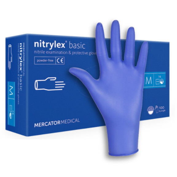 Mercator Nitrylex Basic jednorazové nitrilové rukavice 100 ks modré M 100 ks Modrá