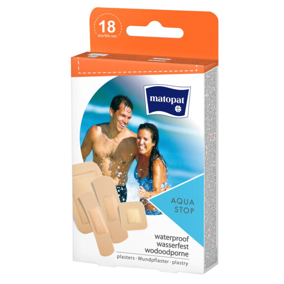 Matopat AQUA STOP Vodotesné náplasti s obväzom 18 ks.