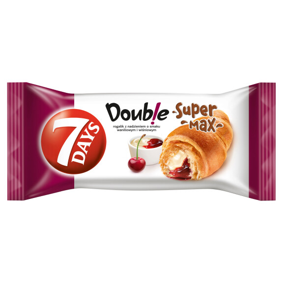 7 Days Double Max croissant z nadzieniem o smaku waniliowym i wiśniowym 110g