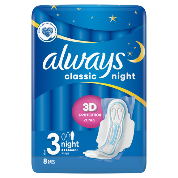 Always podpaski ze skrzydełkami Classic Night 8szt