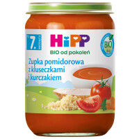 HiPP BIO Od Pokoleń Zupka Pomidorowa Z Kluseczkami i Kurczakiem 7Mc 190g