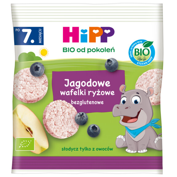 HiPP BIO Od Pokoleń Jagodowe Wafelki Ryżowe 7Mc 30g