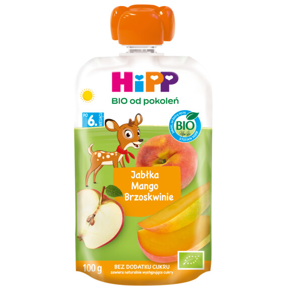 HiPP BIO Od Pokoleń Jabłka-Mango-Brzoskwinie 6Mc 100g