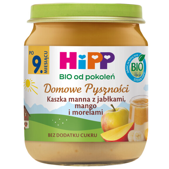 HiPP BIO Od Pokoleń Kaszka Manna Z Jabłkami Mango i Morelami 9Mc 200g