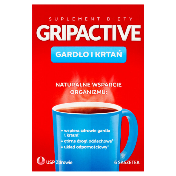 Gripactive Gardło i Krtań, suplement diety, 6 saszetek