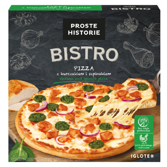 Proste Historie Pizza bistro z kurczakiem i szpinakiem 435g