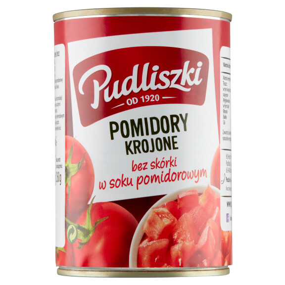 Pudliszki pomidory krojone bez skórki w soku pomidorowym 400g