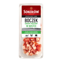 Sokołów boczek wędzony surowy kostka 75g