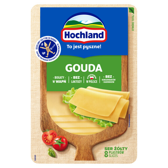 Hochland Gouda Ser żółty w plastrach (8 plastrów) 135g
