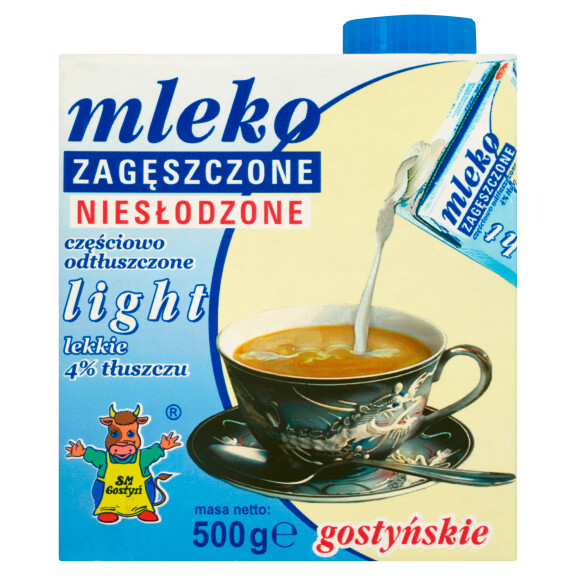 SM Gostyń mleko gostyńskie zagęszczone niesłodzone light 4 % tłuszczu 500g
