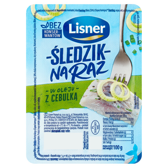 Lisner Śledzik Na Raz z cebulką 100g